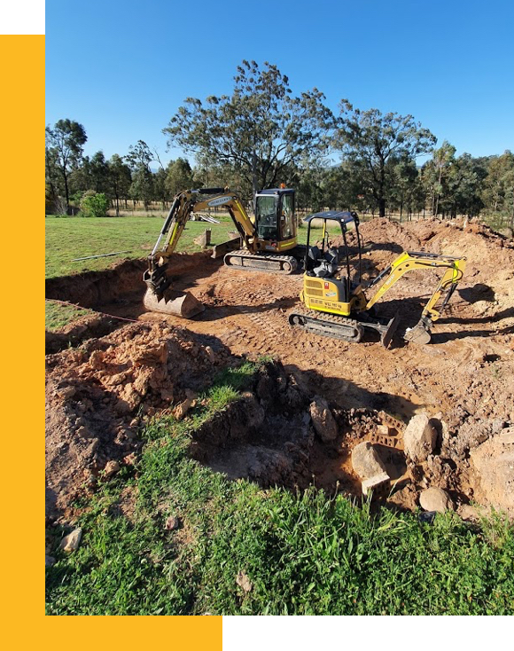 Excavation equipment to prepare footing for new building works